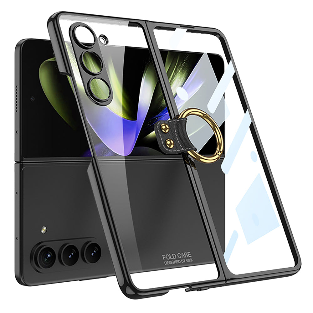GKK For Samsung Galaxy Z Fold5 5G Hard PC Kickstand Phone Case Electroplating Clear Cover with Tempered Glass Film GKK For Samsung Galaxy Z Fold5 5G Hard PC Kickstand Phone Case Electroplating Clear Cover with Tempered Glass Film